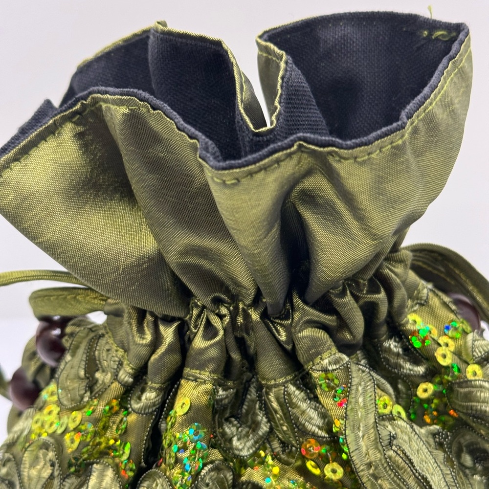 Elegant Olive Green Sequin Wristlet